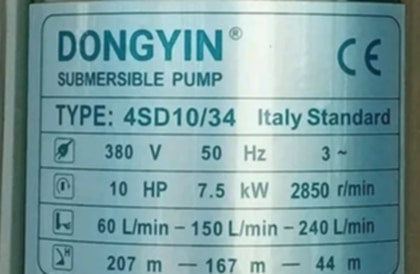 Pompe submersible Dongyin 10hp 380v 4SD10-34