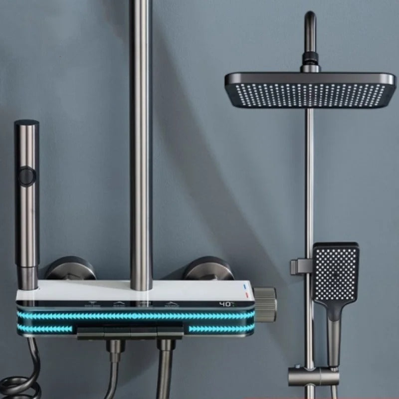 Ensemble de douche blanc avec affichage LED
