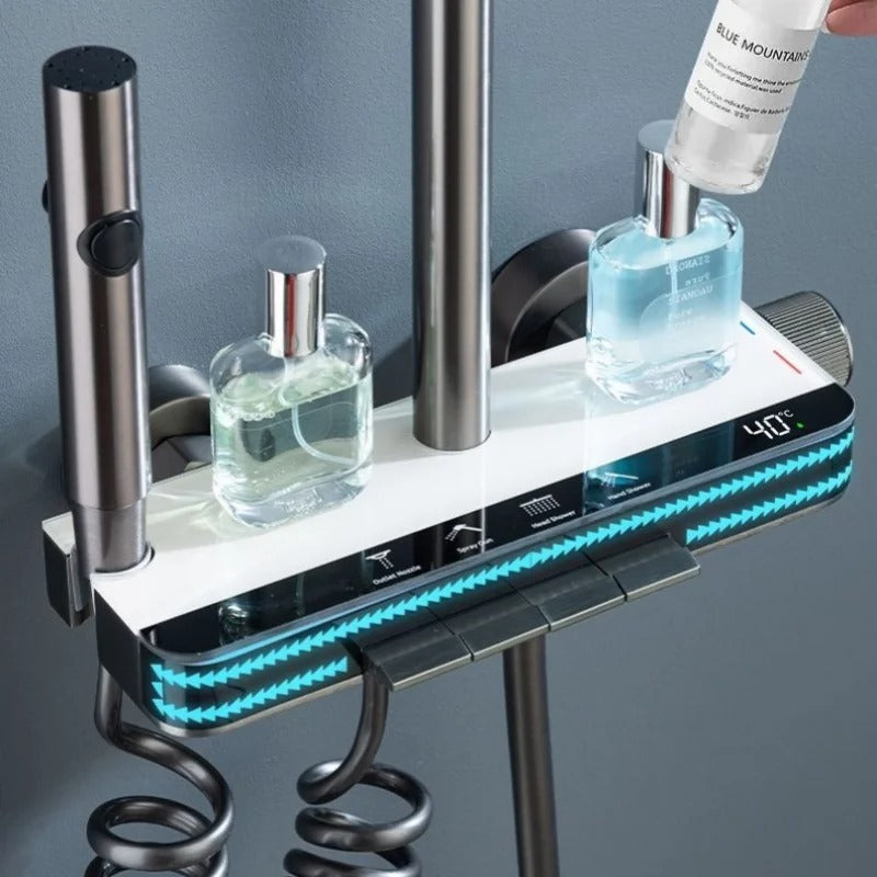 Ensemble de douche blanc avec affichage LED