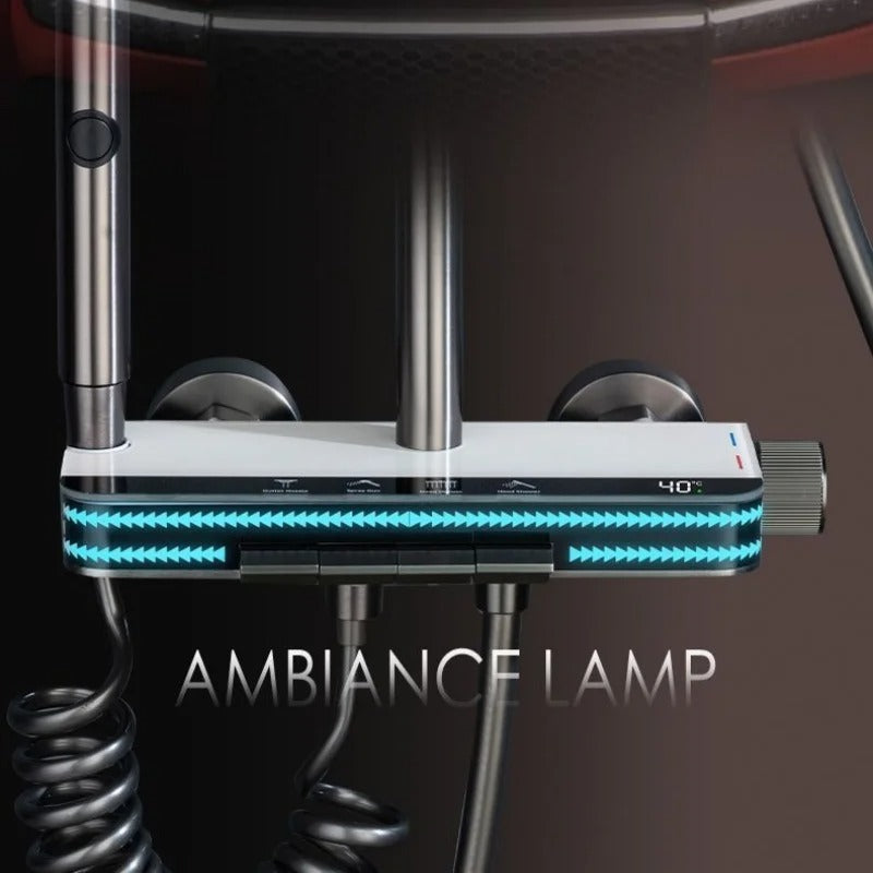 Ensemble de douche blanc avec affichage LED