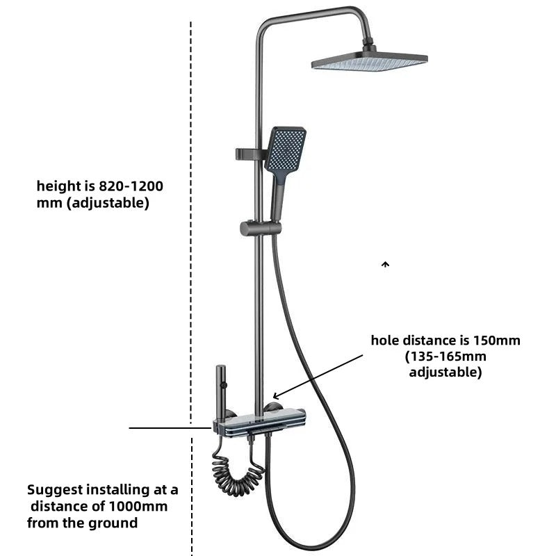 Ensemble de douche blanc avec affichage LED